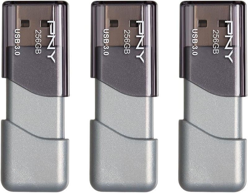 PNY 256GB Turbo Attaché 3 USB 3.0 Flash Drive 3-Pack – Grey, P-FD256X3TBOP-MP, 100MB/s, Light-Weight Durable - Data Storage and Transfer - Image 4